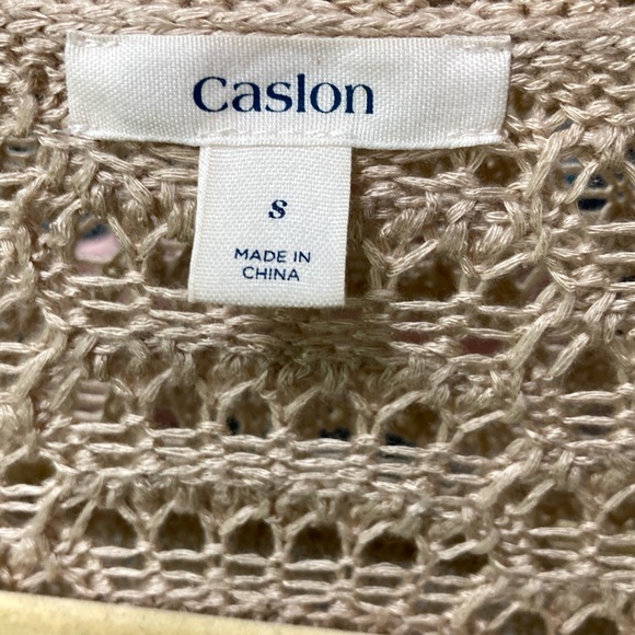 Caslon Sweater Loose Knit Crocheted Open Front Shrug Cardigan Sz Small - Picture 3 of 7